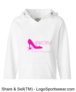 White Hoodie with Pink RWOPM logo Design Zoom