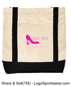 Tote with Pink RWOPM logo front Design Zoom